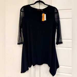 Bellini Black Sheer Lace Sleeve Blouse